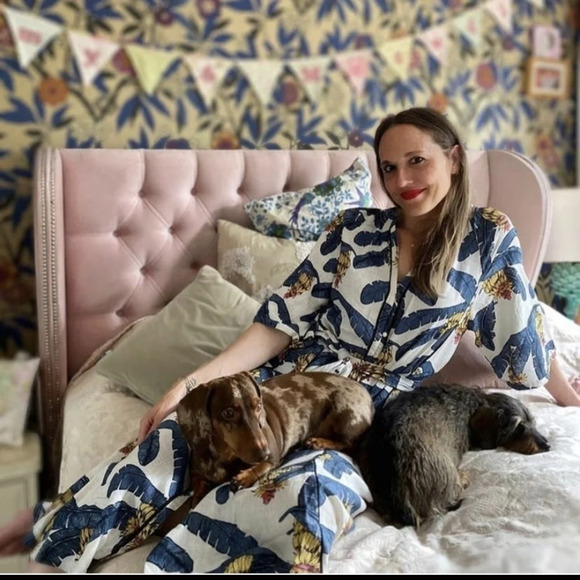 DESMOND & DEMPSEY H&M S Linen-Blend Kaftan Midi Belted Button Up Tropical Dress - Picture 4 of 16